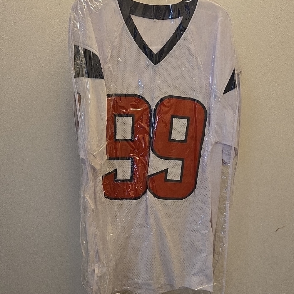 Texans White Football Jersey with Red Number 99 SIGNED JJ WATT